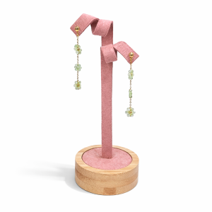 Présentoir torsadé pour 1 paire de boucles d'oreilles longue - Suédine rose