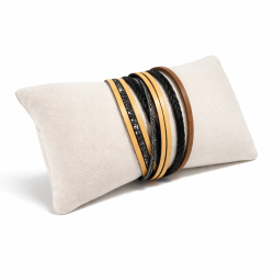Cuscino portagioiellilli in alcantara beige rosata 7x13 cm