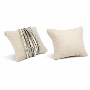 Petit coussin de présentation en coton beige naturel 7x8cm