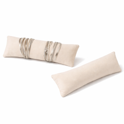 Set di 12 cuscini lunghi in alcantara beige rosata 7x24 cm