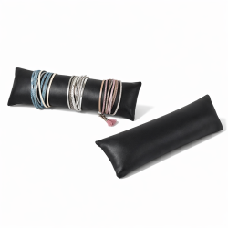 Cuscino lungo in similpelle nera 7x24 cm