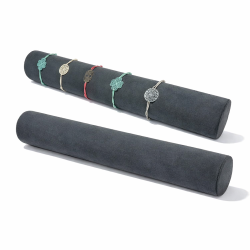Set di 10 espositori a cerchio in alcantara grigio antracite per braccialetti da 29 cm