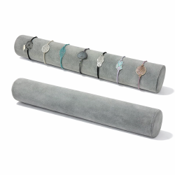 Set di 10 espositori a cerchio in velluto grigio per braccialetti da 30,5 cm