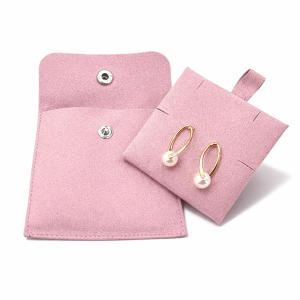 12 étuis en suédine avec support bijoux 8x8cm - Lilas