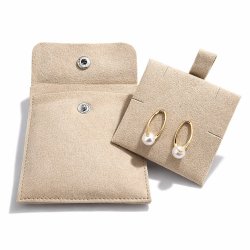 1 astuccio in alcantara con supporto per gioielli 8x8 cm - Beige
