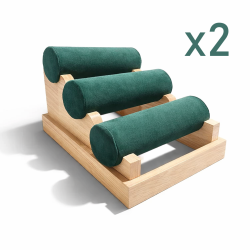 Offerta 1+1 in omaggio: Duo di espositori trio in similpelle verde smeraldo