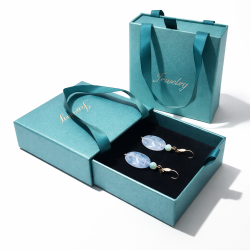 1 piccola borsa porta gioielli per parure 10x10x3,6 cm - Blu verde acqua