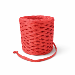 Bobine de papier raphia rouge fraise 200m