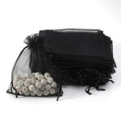 100 grandi sacchetti in organza di colore nero 20x30 cm