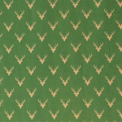 Set di 2 rotoli di carta da regalo verde con motivo a testa di renna 70x100 cm