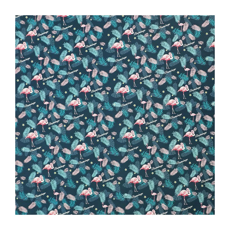 Lot de 2 rouleaux de papier cadeaux bleu motif flamants roses 70x100cm