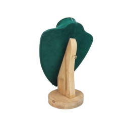 Busto in legno e alcantara verde smeraldo 23 cm