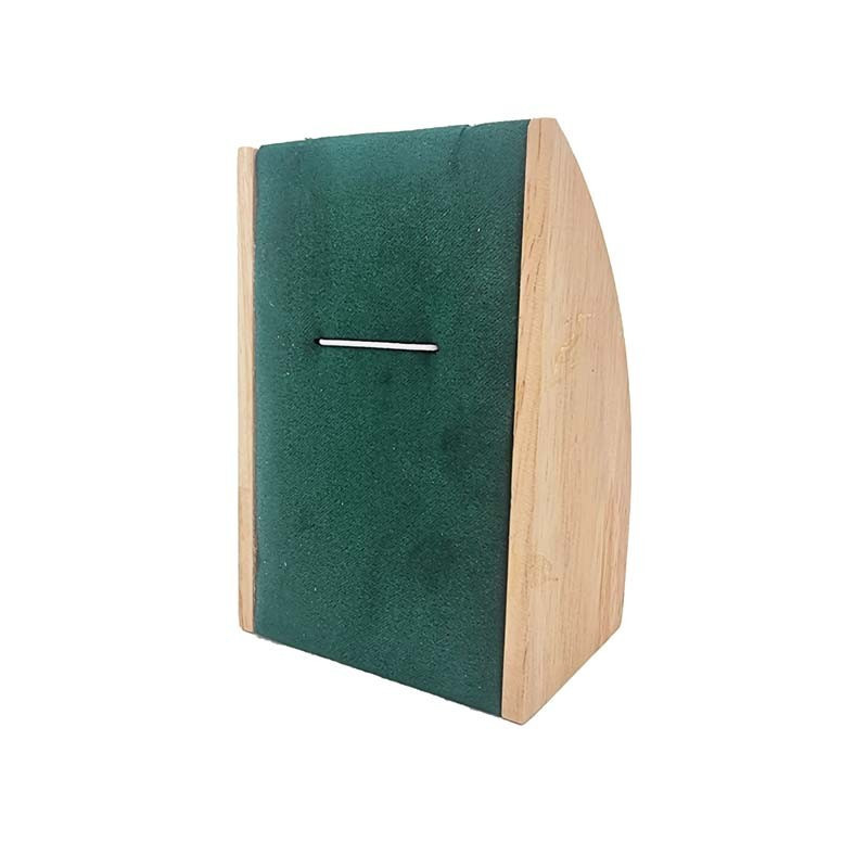 Mini porte collier rectangulaire en bois et suédine vert émeraude