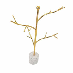 Albero portagioielli in metallo dorato su base rotonda effetto terrazzo