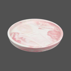 Piccolo vassoio rotondo in ceramica effetto marmorizzato rosa chiaro