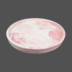 Vassoio rotondo in ceramica effetto marmorizzato rosa chiaro