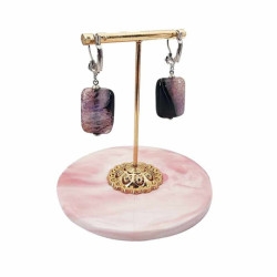 Mini vassoio rotondo da esposizione per gioielli in ceramica marmorizzata rosa