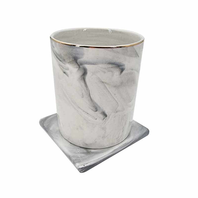Mini plateau carré de présentation à bijoux en céramique marbré gris