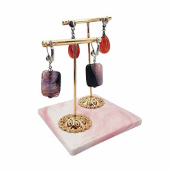 Mini vassoio quadrato da esposizione per gioielli in ceramica marmorizzata rosa