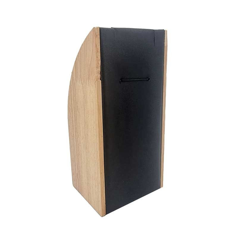 Petit porte collier rectangulaire en bois et simili cuir noir
