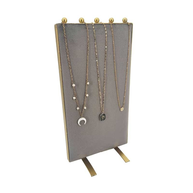 Porte colliers vertical bicolore en velours gris souris et noir