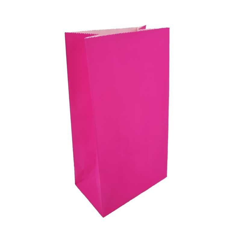 12 sacs SOS en papier kraft rose fuchsia 13x8x24cm - 11879