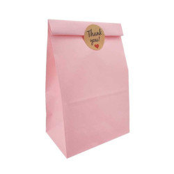 12 sacchetti SOS in carta kraft rosa chiaro 13x8x24 cm