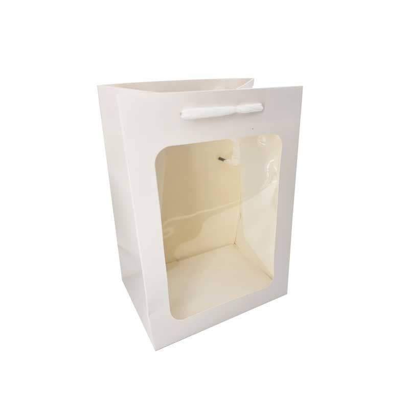 Set da 12 sacchetti regalo con finestra - 20x16x30 cm - bianco