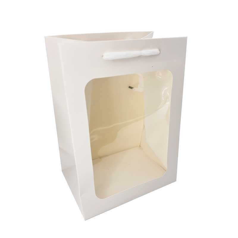 Set di 12 grandi sacchetti regalo con finestra - 25x18x35 cm - bianco