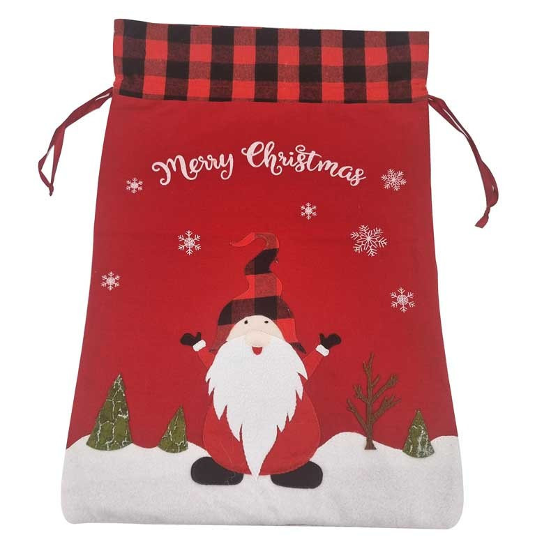 1 grand sac bourse en coton rouge motif de noël à carreaux rouges