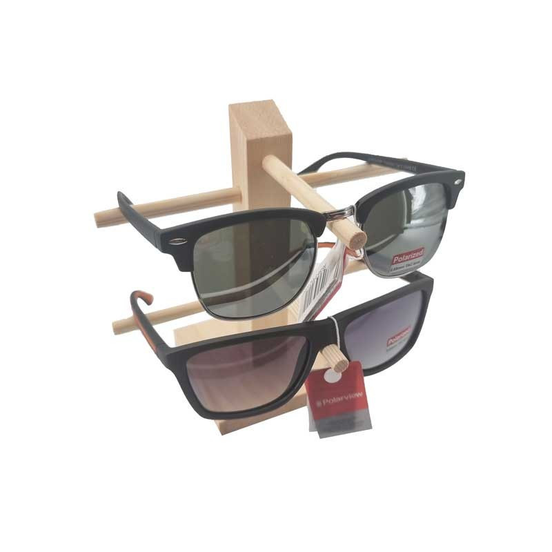 Petit présentoir en bois brut pour 2 paires de lunettes
