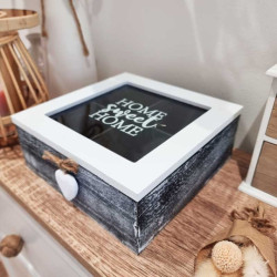 Scatola portaoggetti a 4 scomparti con coperchio "Home sweet Home"