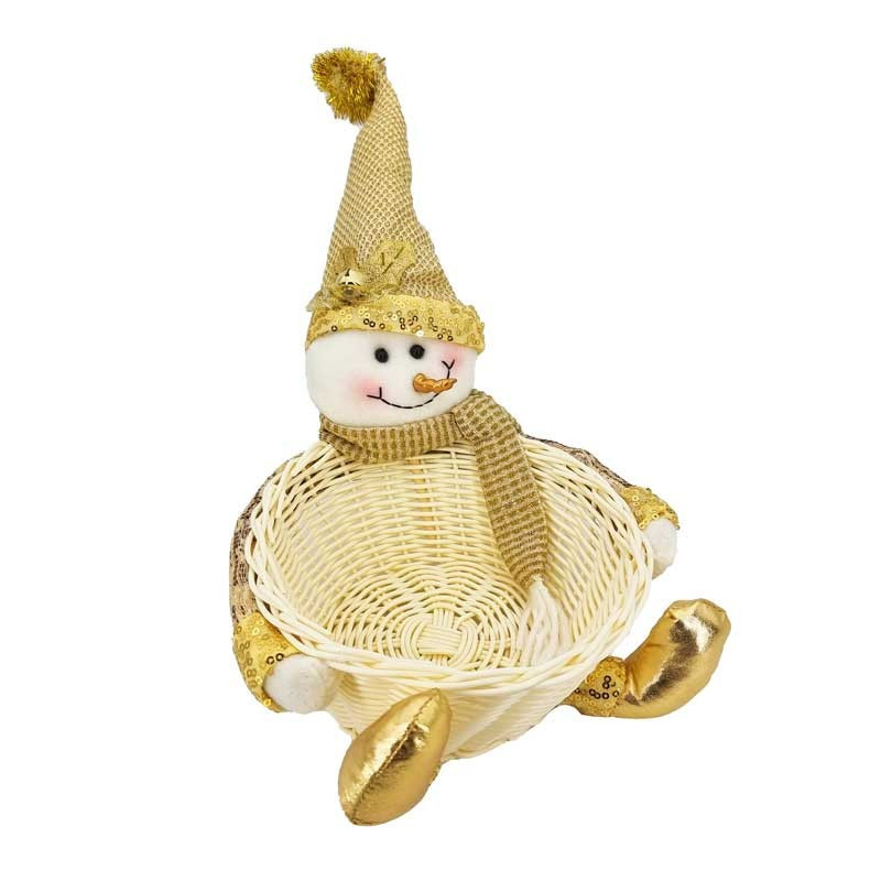 Panier de rangement de Noël Bonhomme de Neige doré