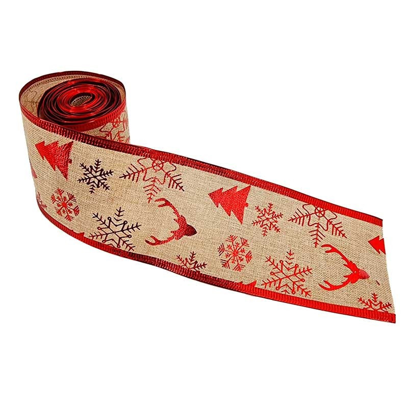 Ruban de décoration motif de Noël rouge brillant