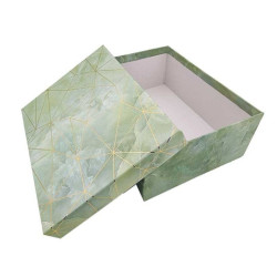 Piccola scatola regalo rettangolare verde mandorla marmorizzato 17,5x12,5x6 cm