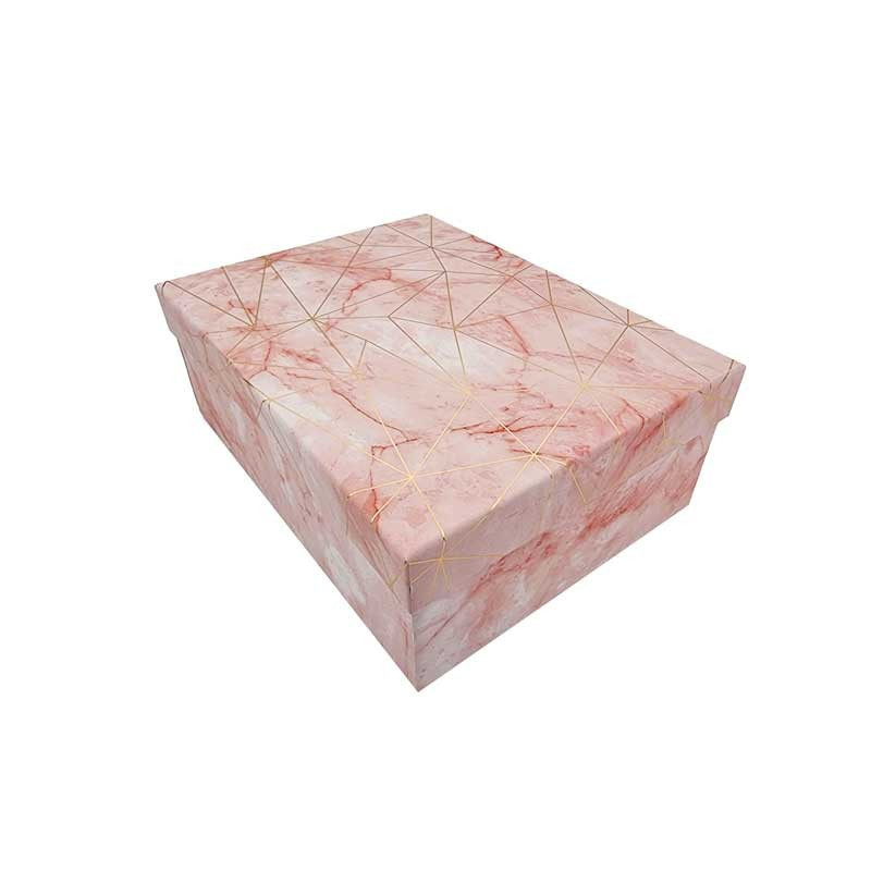 Scatola regalo rettangolare rosa marmorizzata 21x16x8 cm