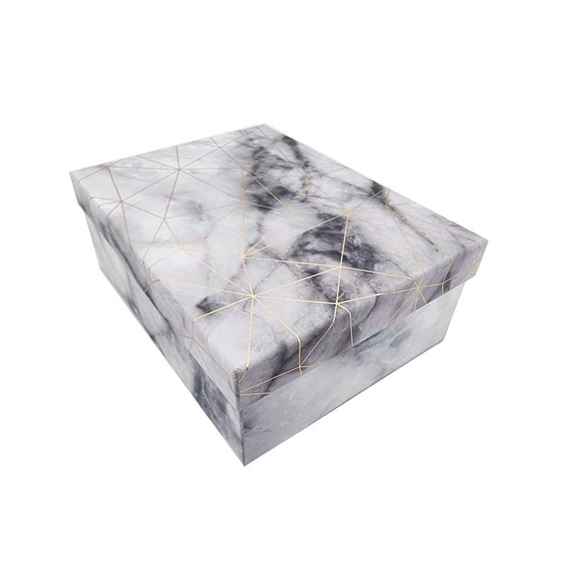 Grande scatola regalo rettangolare grigio chiaro marmorizzato 25x19x9 cm