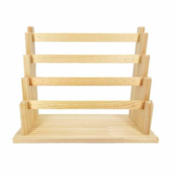 Espositori per orecchini a scaffale in legno naturale a 4 livelli