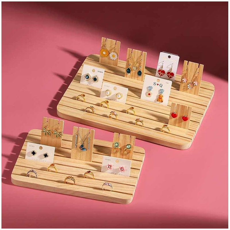 Plateau en bois pour supports bijoux en carton - 22145
