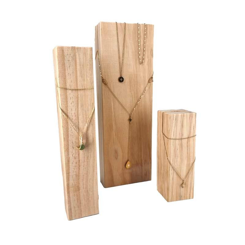 Support de présentation pour collier rectangulaire en bois 25cm - 19049-M