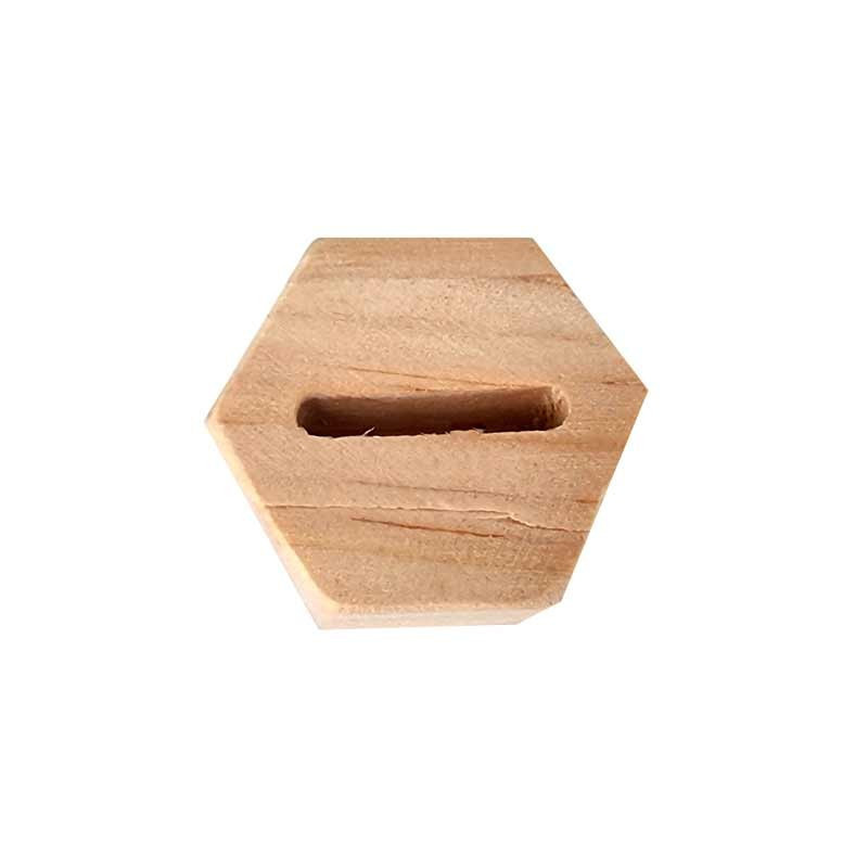 Petit plot hexagonal à bague en bois naturel de pin