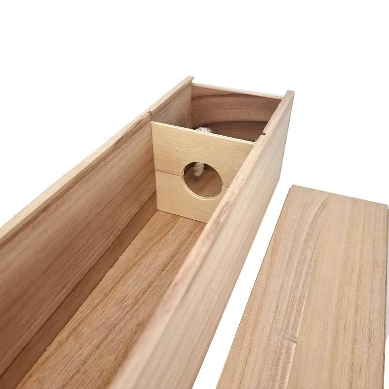 Boîte 1 bouteille en bois à couvercle coulissant 10x35x10cm