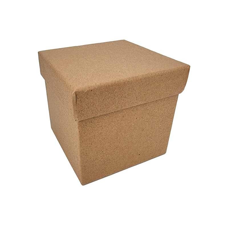 Lot de 6 petites boîtes à couvercle en papier kraft brun naturel - 10x10x9.5cm