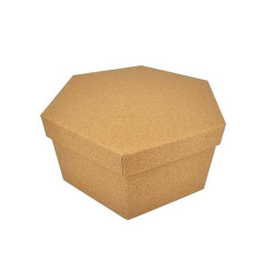 Piccola scatola esagonale in carta kraft marrone - 16x14x7 cm