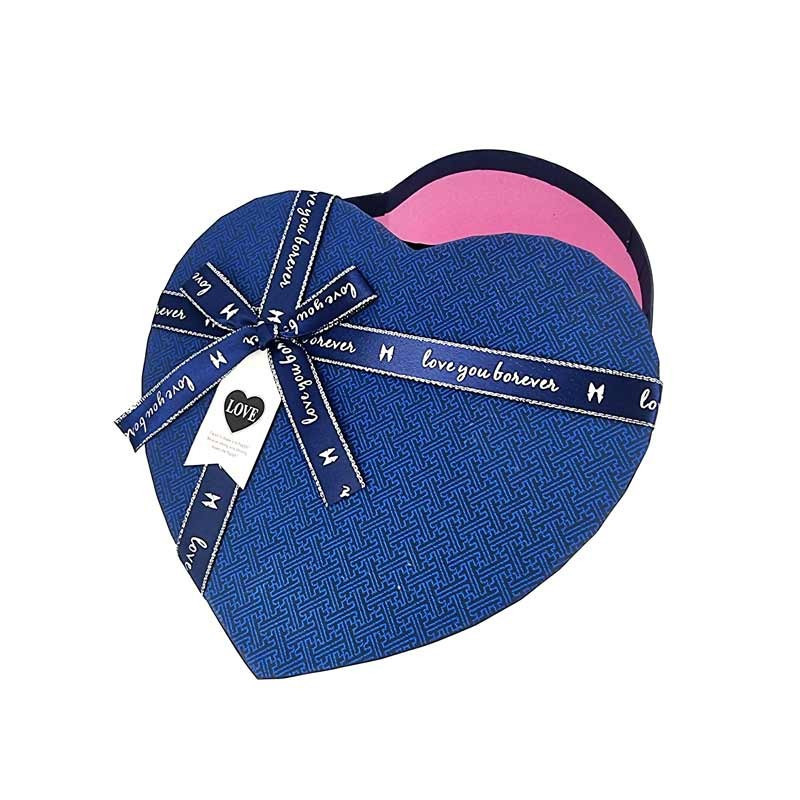 Petite boîte cadeaux en forme de coeur bleu nuit 13x15x6cm