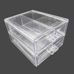Contenitore in plexiglass impilabile a 2 cassetti con scomparti