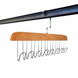 1 appendiabiti in legno naturale per cinture con 8 ganci in metallo 28 cm