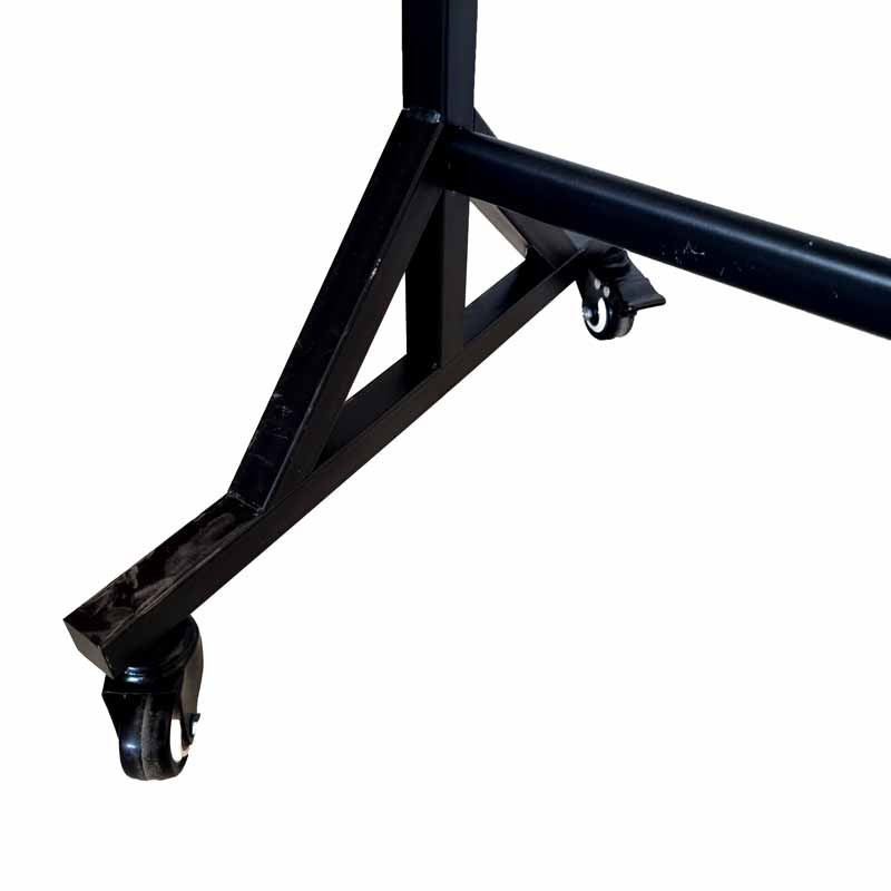 Portant vêtement à roulettes et à hauteur réglable en métal noir mat