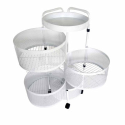 Carrello con ruote e 4 cassetti girevoli in metallo bianco