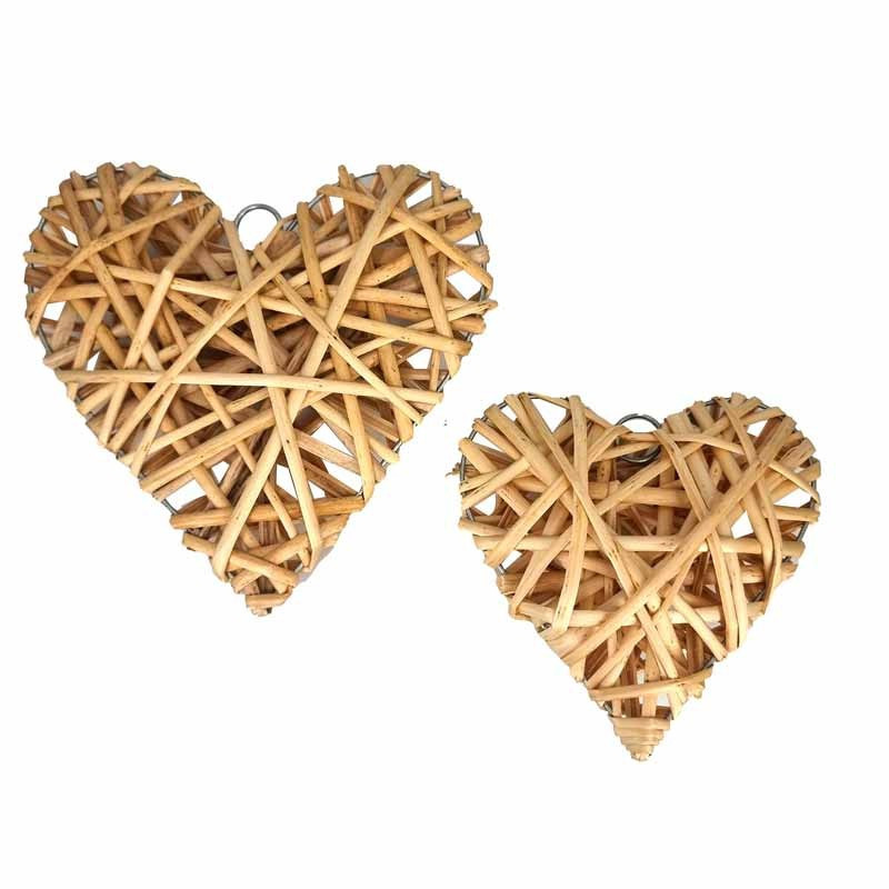 Décoration à suspendre en forme de cœur en osier 20x20cm - naturel